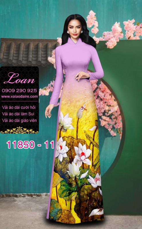 Vải áo dài hoa sen in 3D