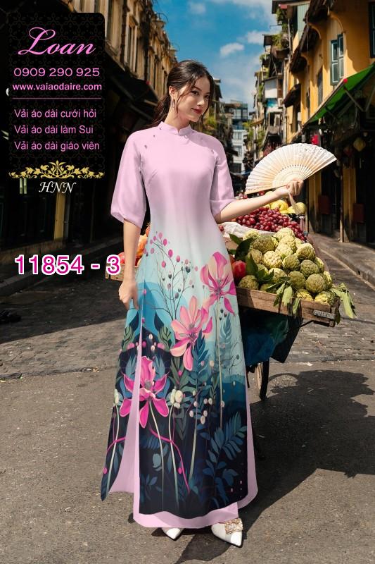 Vải áo dài hoa in 3D