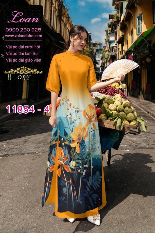 Vải áo dài hoa in 3D