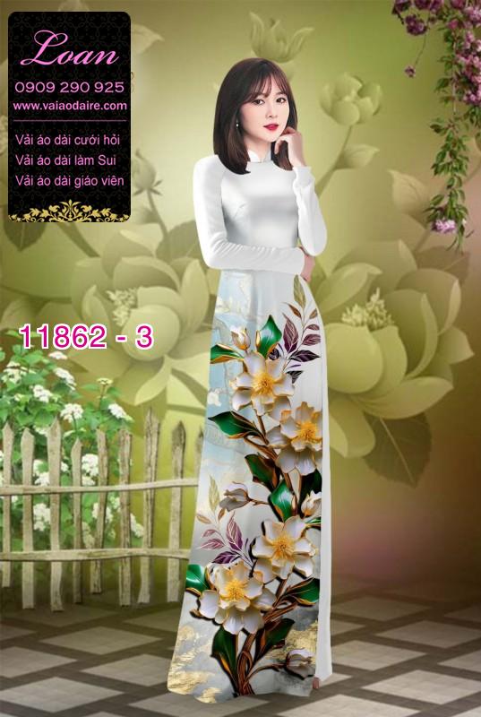 Vải áo dài hoa in 3D