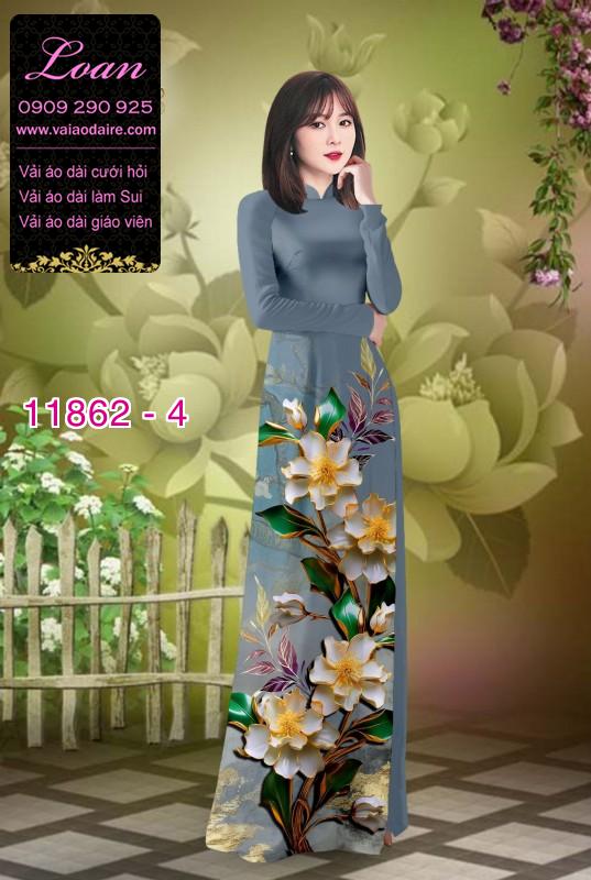 Vải áo dài hoa in 3D