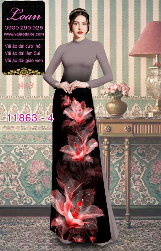 Vải áo dài hoa in 3D