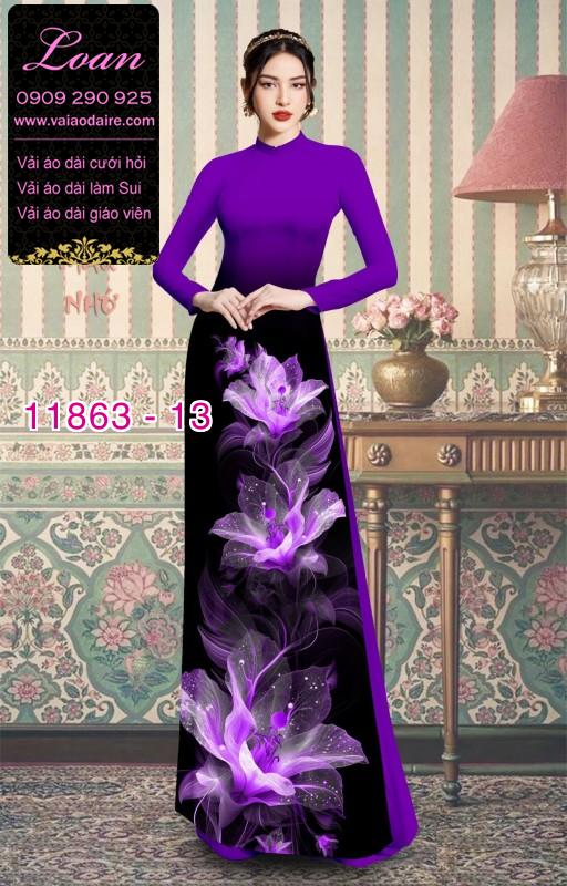 Vải áo dài hoa in 3D