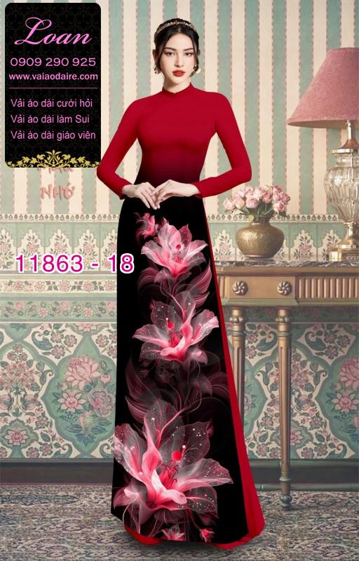 Vải áo dài hoa in 3D