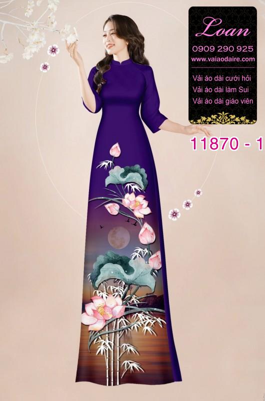 Vải áo dài hoa sen in 3D