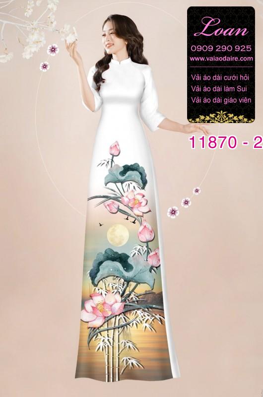 Vải áo dài hoa sen in 3D