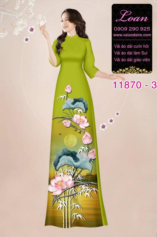Vải áo dài hoa sen in 3D