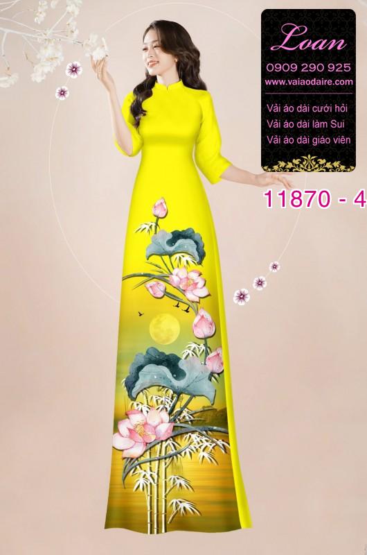 Vải áo dài hoa sen in 3D