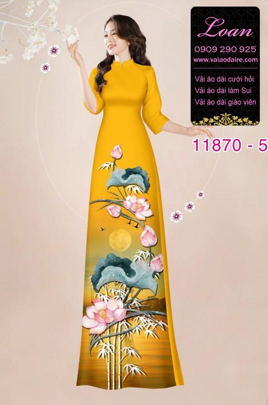 Vải áo dài hoa sen in 3D