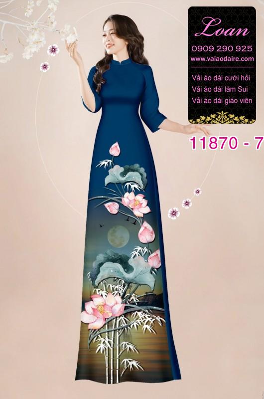 Vải áo dài hoa sen in 3D