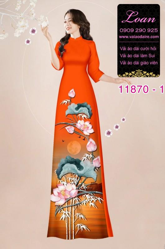 Vải áo dài hoa sen in 3D