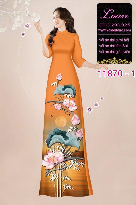 Vải áo dài hoa sen in 3D