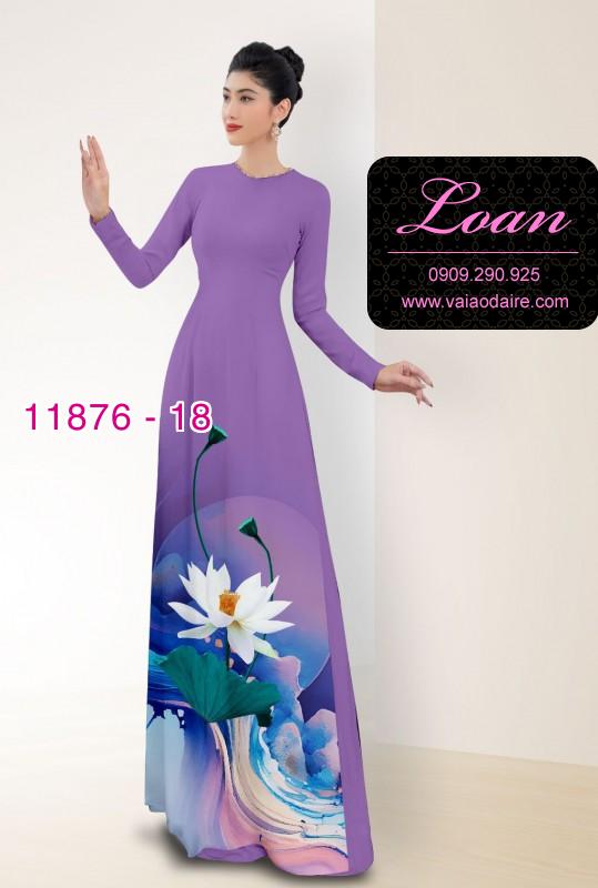 Vải áo dài hoa sen in 3D