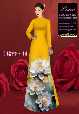 Vải áo dài hoa sen in 3D-24801