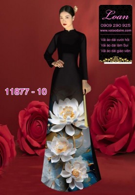Vải áo dài hoa sen in 3D-24801