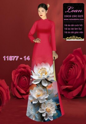 Vải áo dài hoa sen in 3D-11877