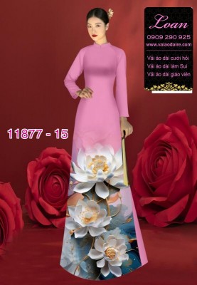 Vải áo dài hoa sen in 3D-24801