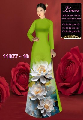 Vải áo dài hoa sen in 3D-24801