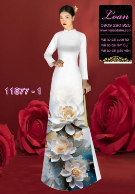 Vải áo dài hoa sen in 3D-DT 11877