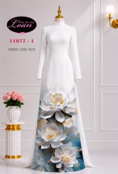 Vải áo dài hoa sen in 3D