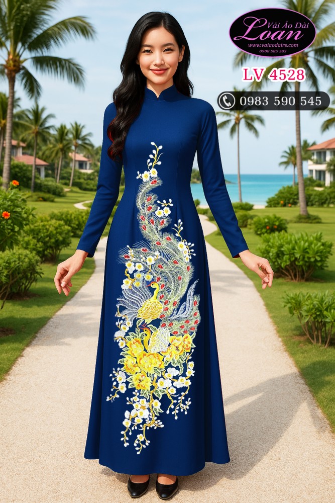 Vải áo dài thêu phượng hoàng cao cấp