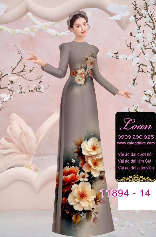 Vải áo dài hoa in 3D