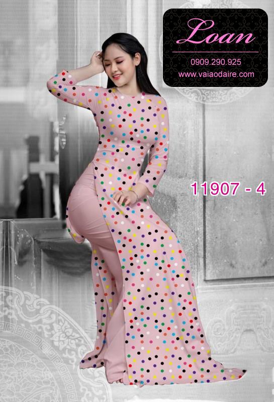 Vải áo dài chấm bi in 3D