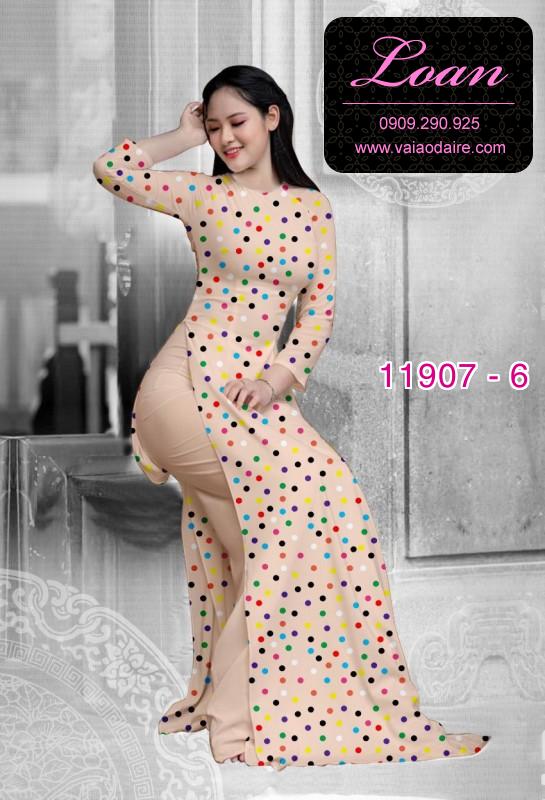 Vải áo dài chấm bi in 3D