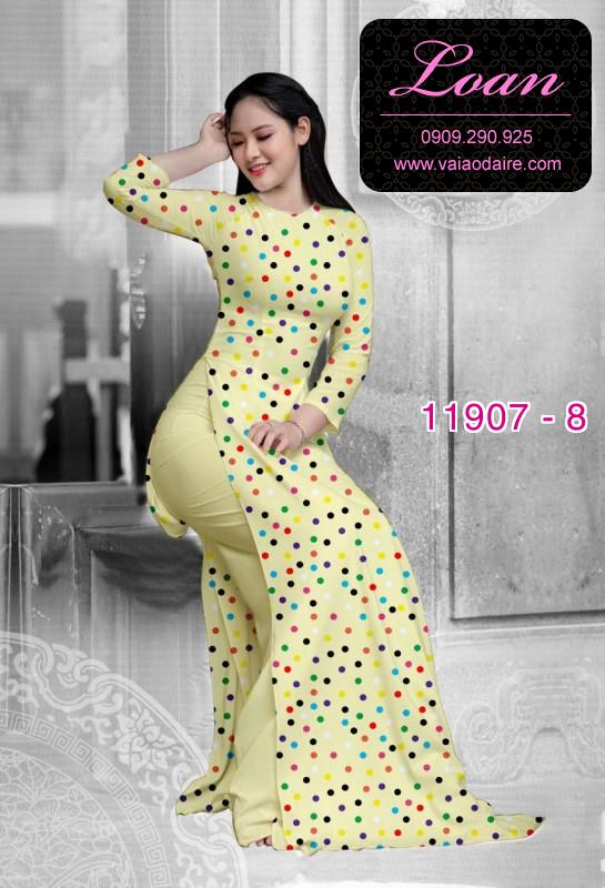 Vải áo dài chấm bi in 3D