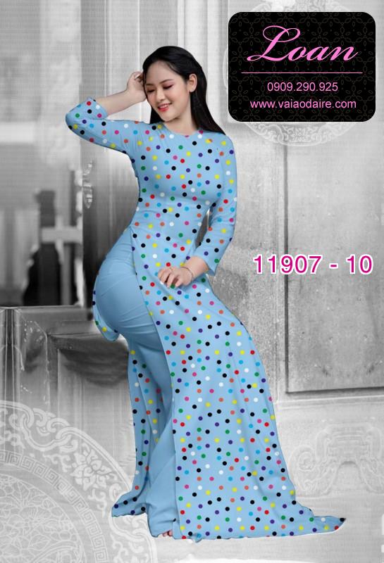 Vải áo dài chấm bi in 3D