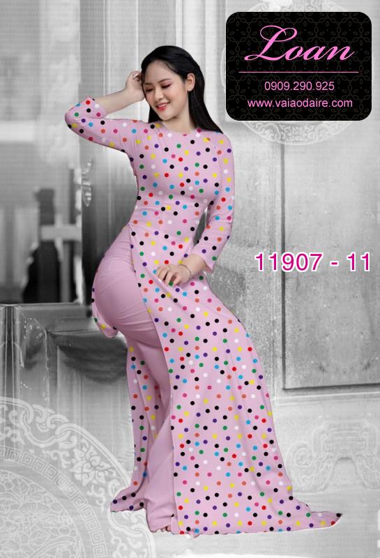 Vải áo dài chấm bi in 3D