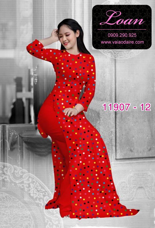 Vải áo dài chấm bi in 3D