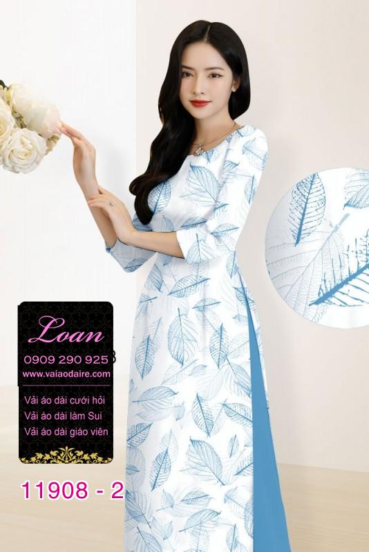 Vải áo dài hình lá cây in 3D