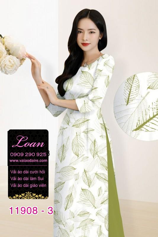 Vải áo dài hình lá cây in 3D