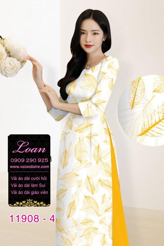 Vải áo dài hình lá cây in 3D