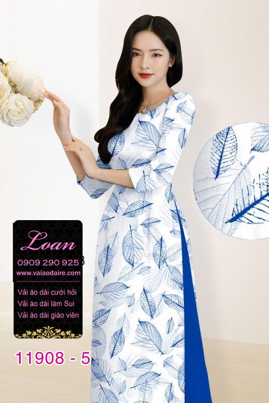 Vải áo dài hình lá cây in 3D