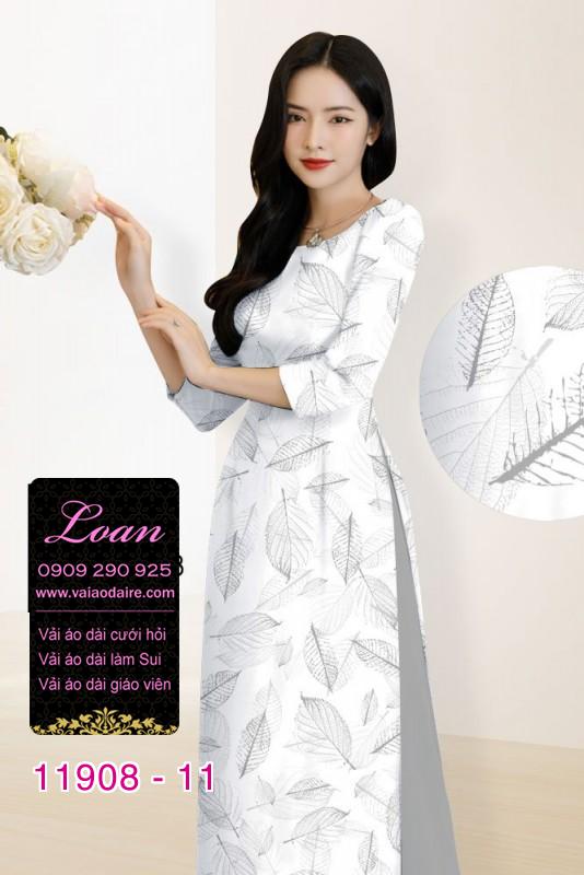 Vải áo dài hình lá cây in 3D