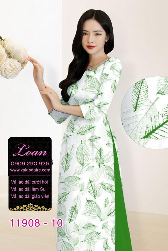 Vải áo dài hình lá cây in 3D