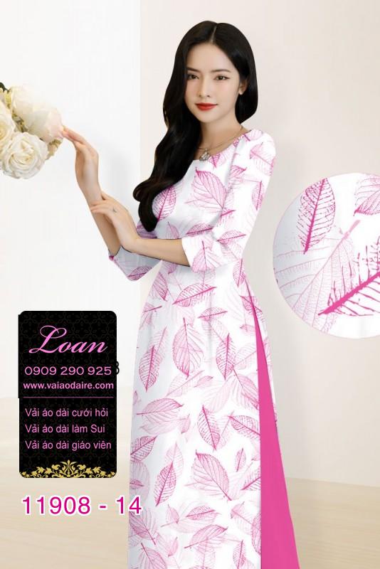 Vải áo dài hình lá cây in 3D