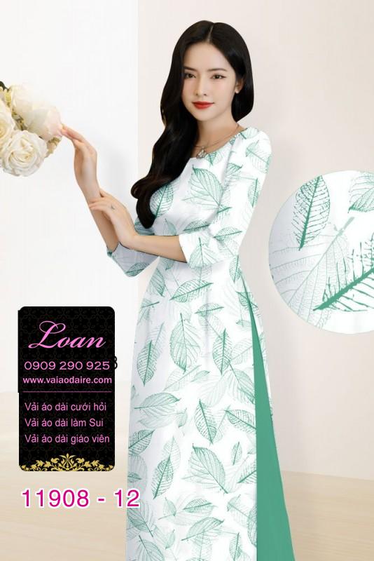 Vải áo dài hình lá cây in 3D