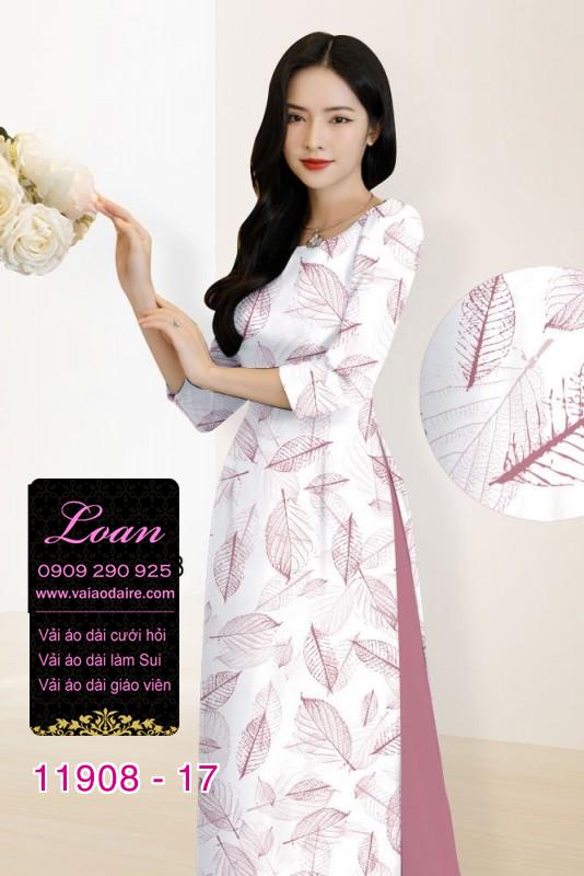 Vải áo dài hình lá cây in 3D