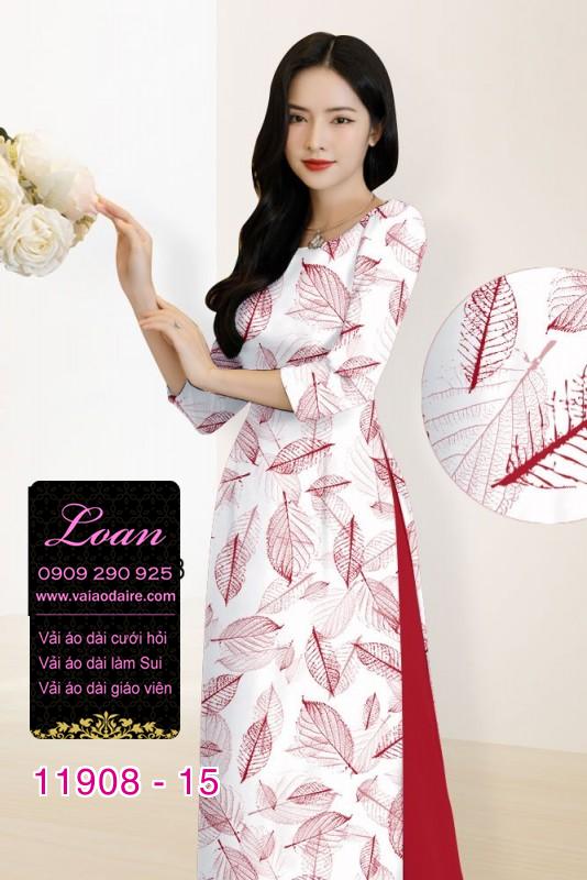 Vải áo dài hình lá cây in 3D