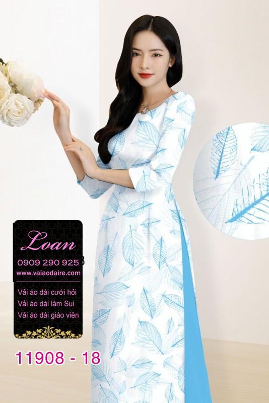 Vải áo dài hình lá cây in 3D