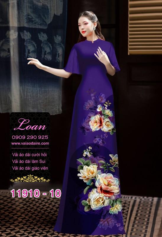 Vải áo dài hình in hoa 3D