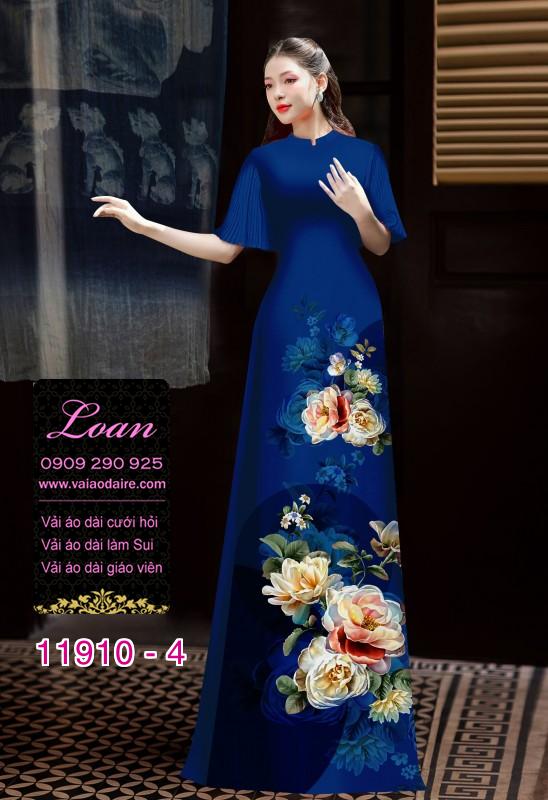 Vải áo dài hình in hoa 3D