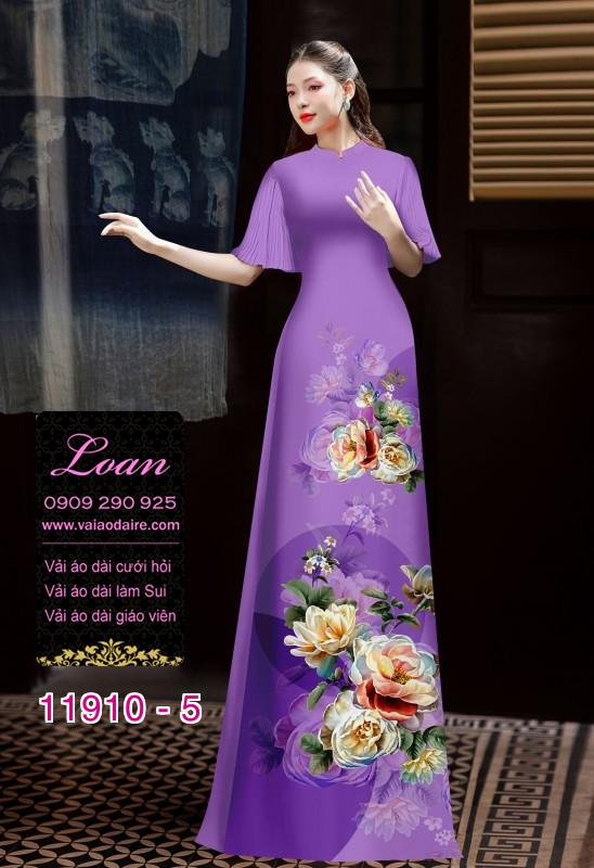 Vải áo dài hình in hoa 3D