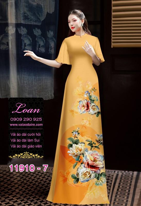 Vải áo dài hình in hoa 3D