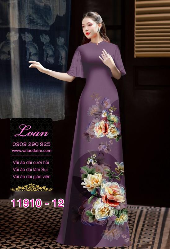 Vải áo dài hình in hoa 3D