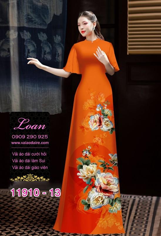 Vải áo dài hình in hoa 3D