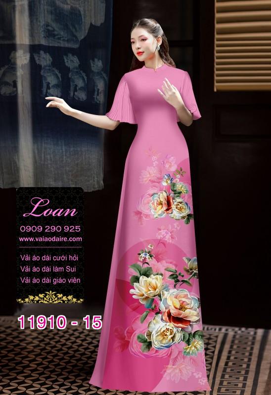 Vải áo dài hình in hoa 3D